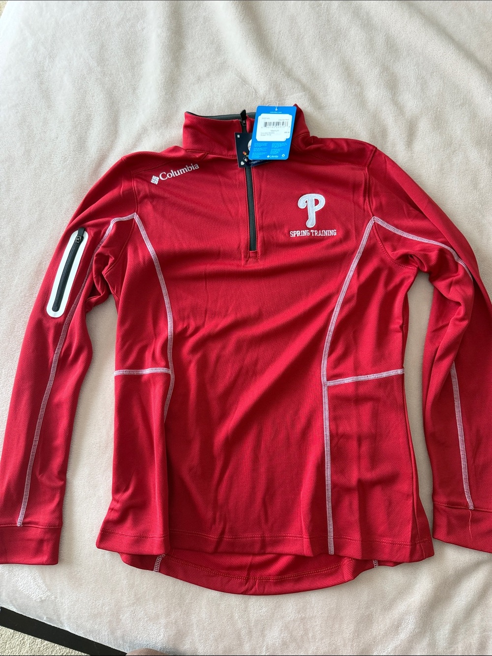 Columbia Red Philadelphia Phillies Spring Training 1/4 Zip Pullover